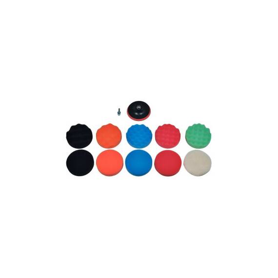 Bureti polisat auto 125 mm M14 6000 RPM 12 piese cu suport adaptor si blana lustruit Cod: 47931 - 2- Roveli