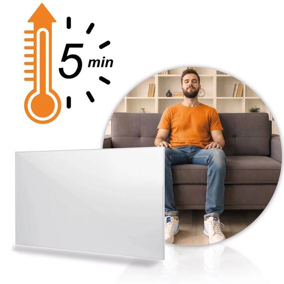 Panou radiant infrarosu 960 W, incalzitor electric cu tehnologie Carbon Crystal Far Infrared, montaj pe perete si tavan, protectie dubla supraincalzire, incalzire rapida in 5 minute, buton ON OFF, cablu 1, 5 m, 120 x 80 x 1, 2 cm, alb - 2- Roveli