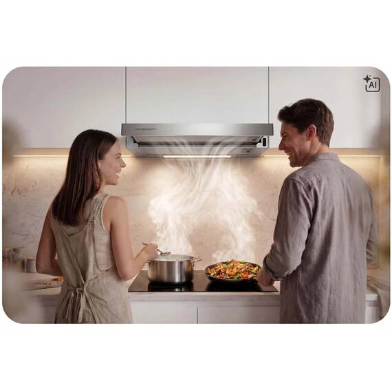 Hota telescopica incorporabila bucatarie 50 cm Berdsen, sub mobilier, extractibila, 320 m3/h, 2 trepte, iluminare LED, evacuare si recirculare, 2 filtre aluminiu lavabile, panou mecanic, clasa C, 62 dB, 65 W, otel inoxidabil, 49.5 x 28 x 20 cm, Inox - 6- Roveli