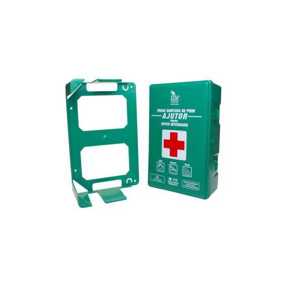 Trusa sanitara prim ajutor Kraftmann DIN 13157:2021 avizata A.N.M.D.M.R. pentru spatii interioare cu suport montare - 3- Roveli