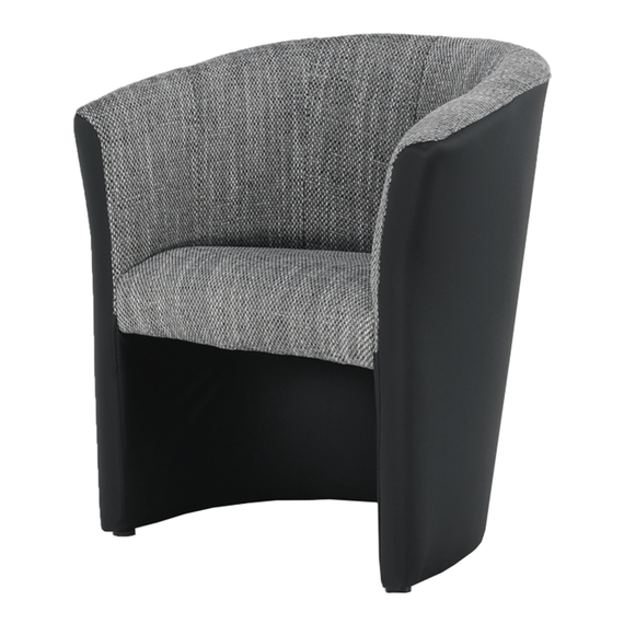 Fotoliu de club, piele eco Damasko negru/material gri, CUBA - 6- Roveli