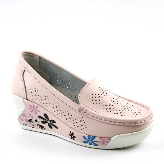 ​Pantofi de dama , cu platforma , din piele naturala  WKS05-PINK/X, Culoare (12): Roz, Marime (12): 37 - - Roveli