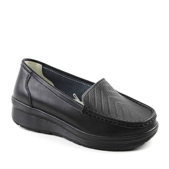 ​Pantofi de dama , cu platforma , din piele naturala  H20-89-BLACK/X, Culoare (12): Negru, Marime (12): 37 - - Roveli
