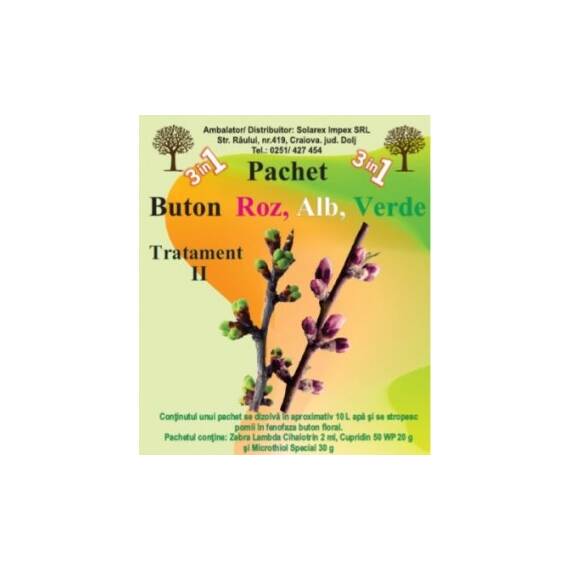 Pachet II Pomi pt 10 l apa buton roz alb verde - - Roveli