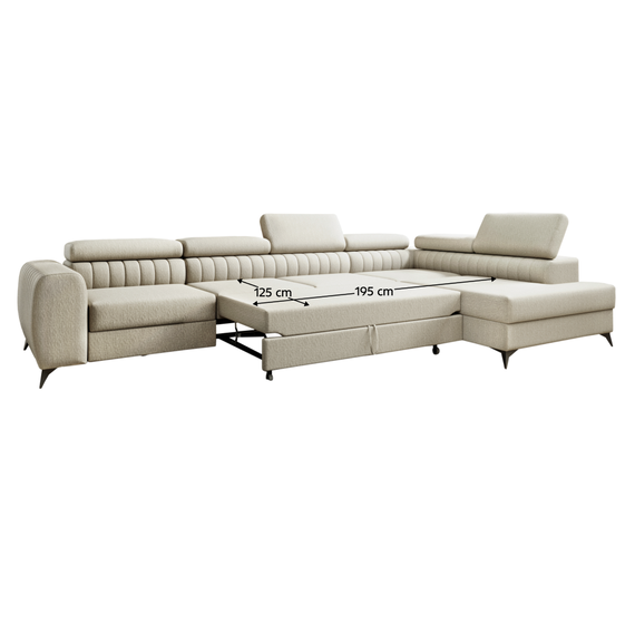 Set de canapea de colt, crem, pe dreapta, PONTI MAXI ROH - 9- Roveli