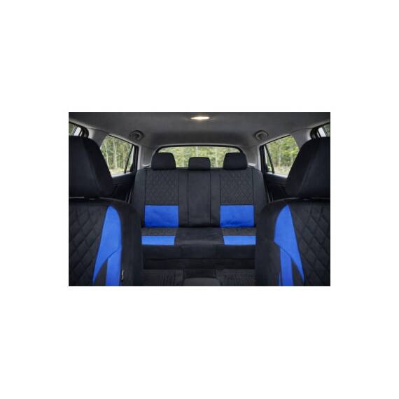 Huse scaune auto universale Premium fractionate fata spate negre cu albastru compatibile dimensiuni standard Cod: HNG1101-2 - 3- Roveli
