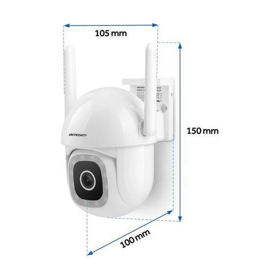 Camera supraveghere WiFi exterior Berdsen, IP rotativa PTZ 350 grade, 5MP Super HD 2880x1620, IR 10m + LED lumina alba, IP65, audio bidirectional, detectie AI persoane si vehicule, sirena integrata, Tuya Smart Life, alba - 3- Roveli