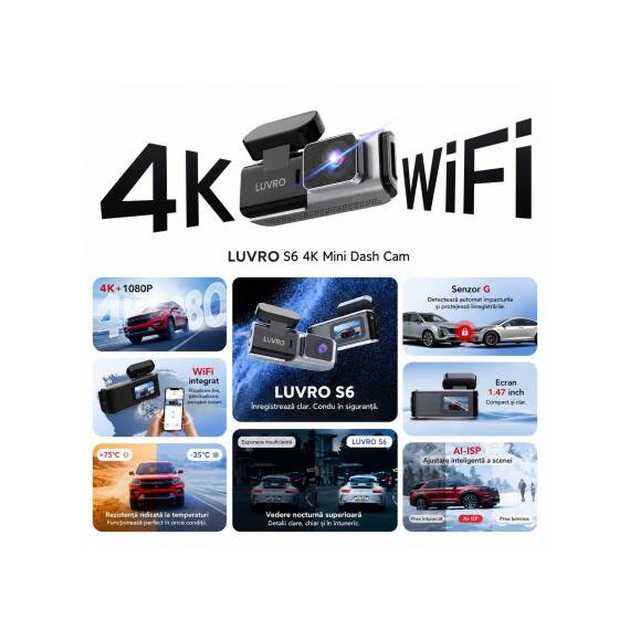 Camera auto dubla LUVRO S6 4K Ultra HD cu WiFi si camera spate Cod: LUVRO S6 - 5- Roveli