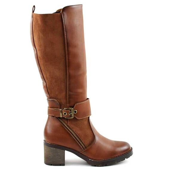 Cizme imblanite de dama , cu catarama decorativa  A10386-CAMEL/X, Culoare (12): Camel, Marime (12): 37 - 3- Roveli
