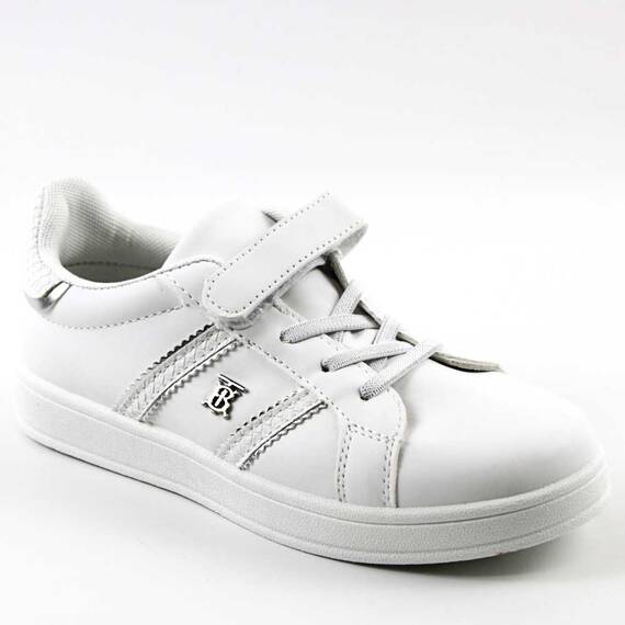 Pantofi sport pentru copii, cu accesoriu argintiu LP313Y-WHITE/S, Culoare (12): Alb, Marime (12): 34 - - Roveli