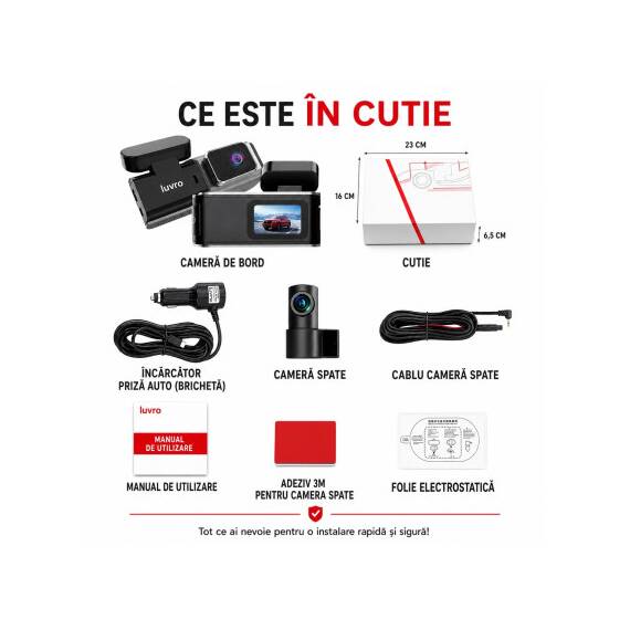 Camera auto dubla LUVRO S6 4K Ultra HD cu WiFi si camera spate Cod: LUVRO S6 - 2- Roveli