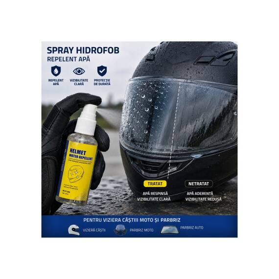Spray hidrofob repelent apa pentru viziera casca moto si parbriz 50 ml Cod: BK91304 - 2- Roveli