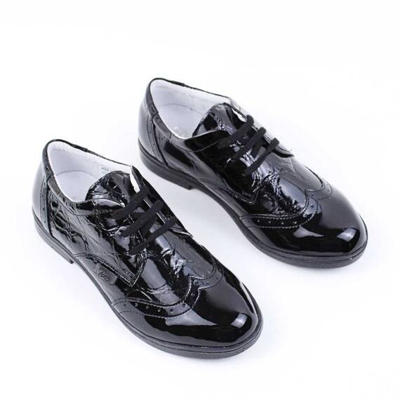​Pantofi stil Oxford , pentru copii , din piele naturala 3227-NEGRU/S - 2- Roveli