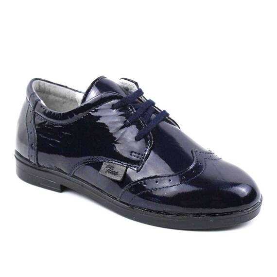 Pantofi stil Oxford , pentru copii , din piele naturala 3227-BLEUMARIN - - Roveli