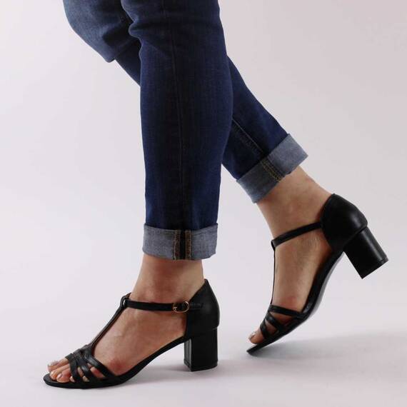 ​Sandale dama, negre, toc mediu, comode 3299-BLACK, Culoare (12): Negru, Marime (12): 41 - - Roveli