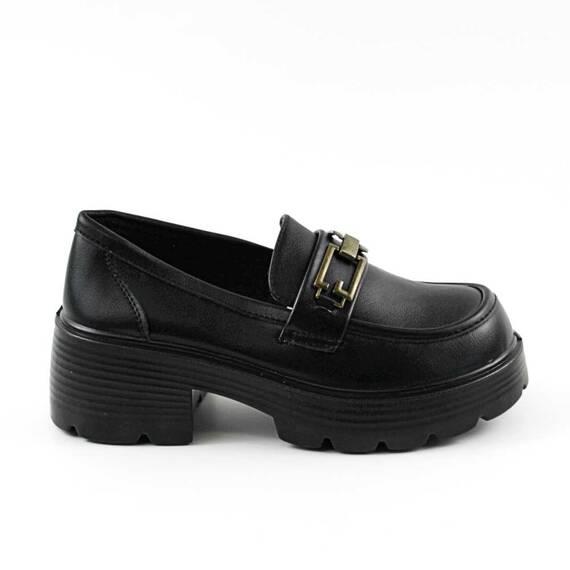 Pantofi dama , cu talpa groasa si catarama decorativa D1-BLACK, Culoare (12): Negru, Marime (12): 40 - 3- Roveli