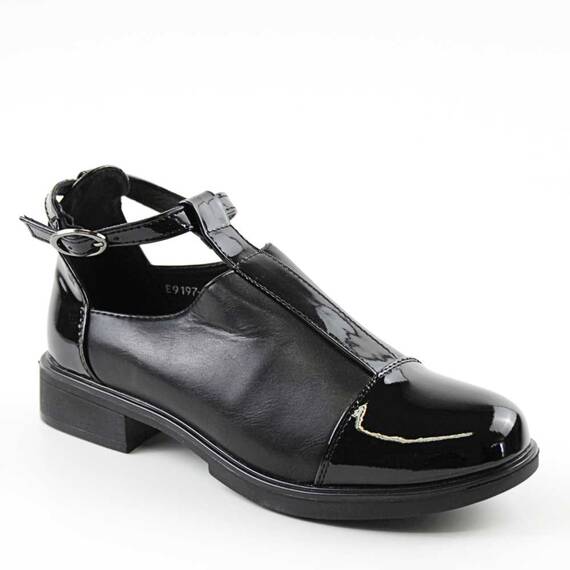 ​Pantofi de dama , cu bareta pe glezna E9197-2-BLACK, Culoare (12): Negru, Marime (12): 38 - - Roveli