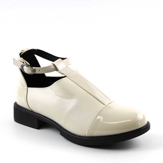 Pantofi de dama , cu bareta pe glezna E9197-2-BLEIGE, Culoare (12): Bej, Marime (12): 36 - - Roveli