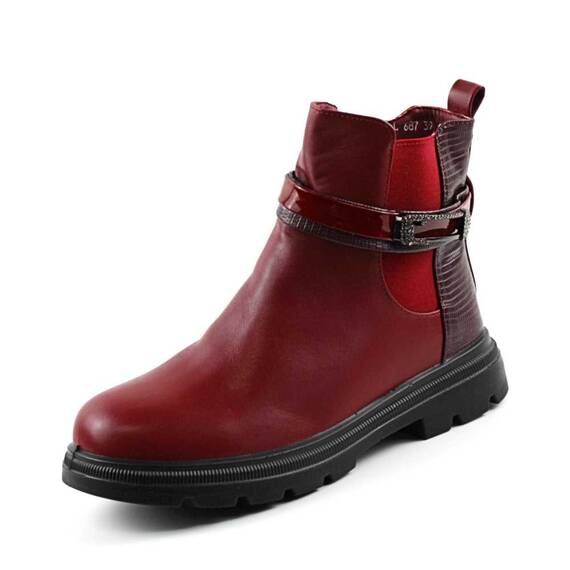 Ghete imblanite de dama , cu catarama decorativa L687-WINE, Culoare (12): Bordo, Marime (12): 37 - - Roveli