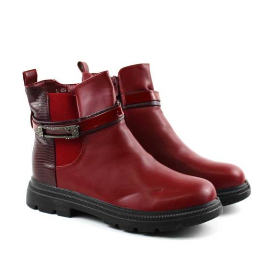 Ghete imblanite de dama , cu catarama decorativa L687-WINE, Culoare (12): Bordo, Marime (12): 37 - 2- Roveli