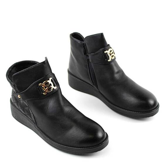 Ghete imblanite de dama , cu catarama decorativa Q22-BLACK, Culoare (12): Negru, Marime (12): 36 - 2- Roveli