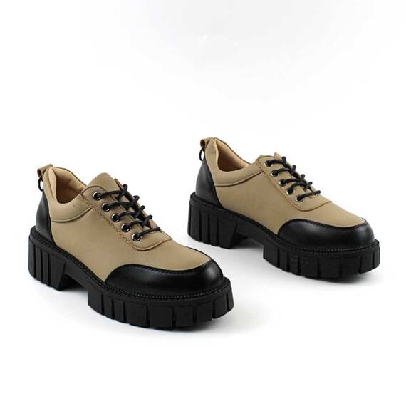 Pantofi de dama , cu talpa groasa A10320-KHAKI, Culoare (12): NEGRU/KAKI, Marime (12): 40 - 2- Roveli