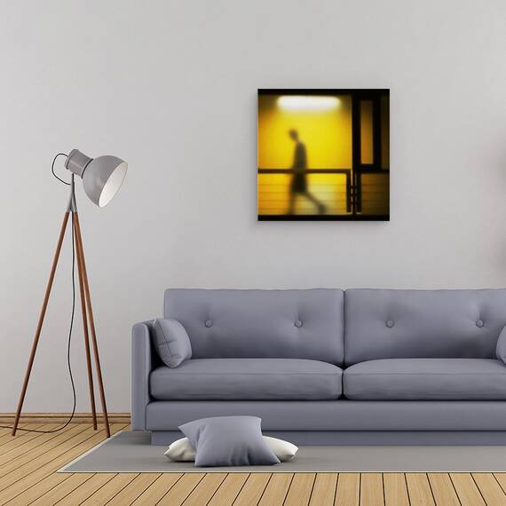 Tablou canvas - Bardo, Mers, Silueta, Noapte, Galben, Neon, Pas, 60 x 60 cm - 2- Roveli