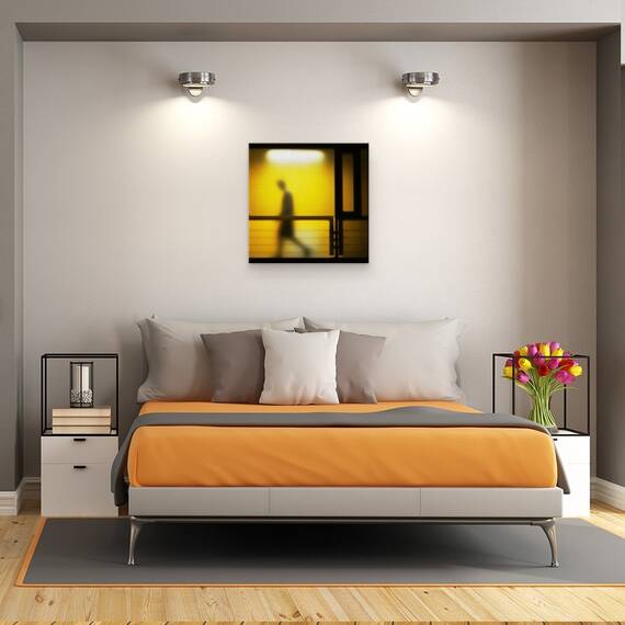 Tablou canvas - Bardo, Mers, Silueta, Noapte, Galben, Neon, Pas, 60 x 60 cm - 3- Roveli