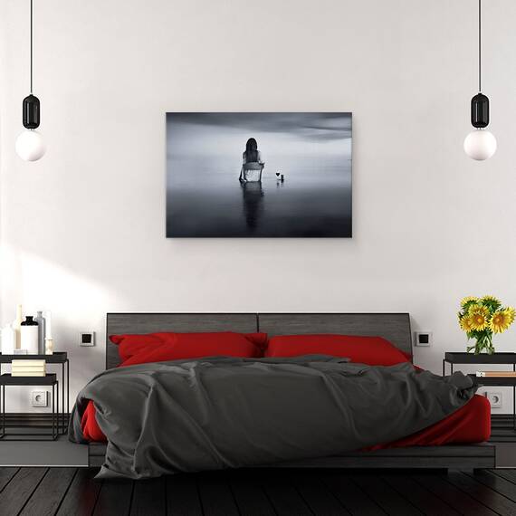 Tablou canvas - Bucurati-Va de Tacere, Vin, Sticla, Pahar de Vin, Bautura, Lumanare, 80 x 120 cm - 3- Roveli