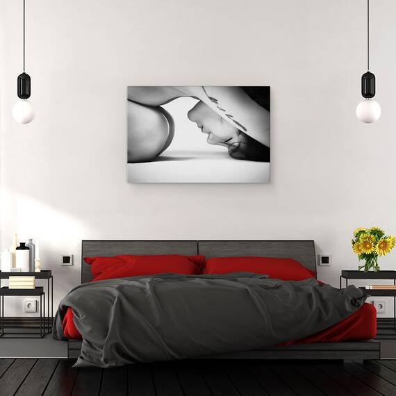 Tablou canvas - Fara Stres, Alb-Negru, Femeie, Portret, Yoga, Meditatie, 80 x 120 cm - 3- Roveli