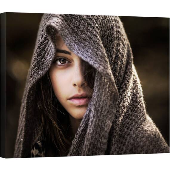 Tablou canvas - Fata Cu Voal, Femeie, Portret, Esarfa, Fata, Voal, 40 x 50 cm - - Roveli