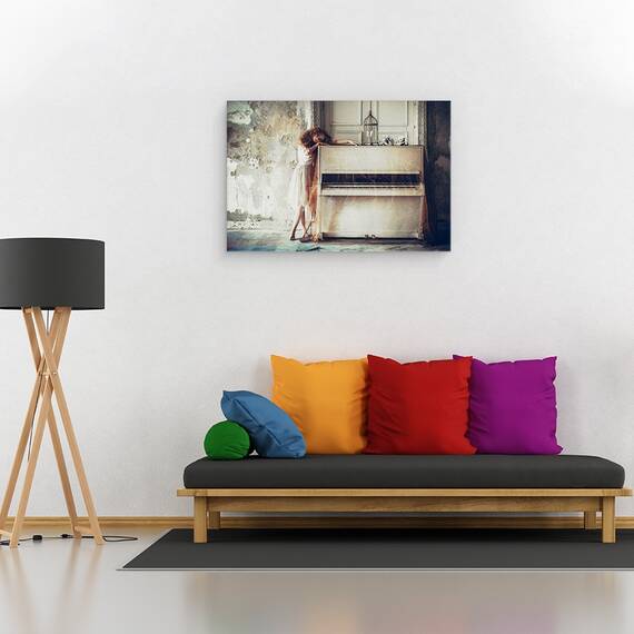 Tablou canvas - Fata, Portret, Fata, Model, Cusca, Pian, Muzica, 40 x 60 cm - 2- Roveli