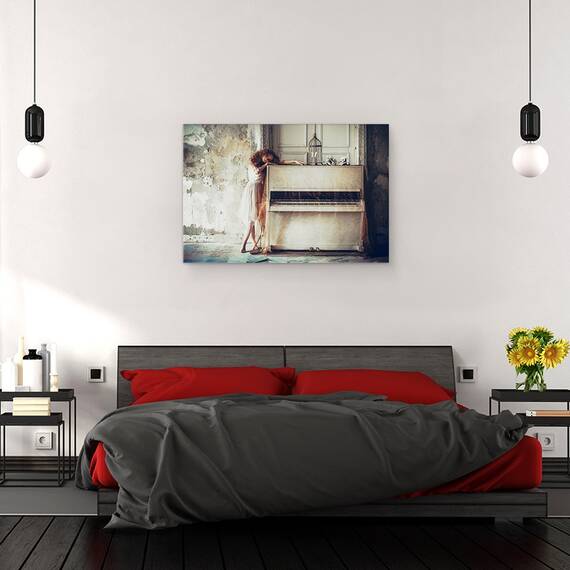 Tablou canvas - Fata, Portret, Fata, Model, Cusca, Pian, Muzica, 80 x 120 cm - 3- Roveli