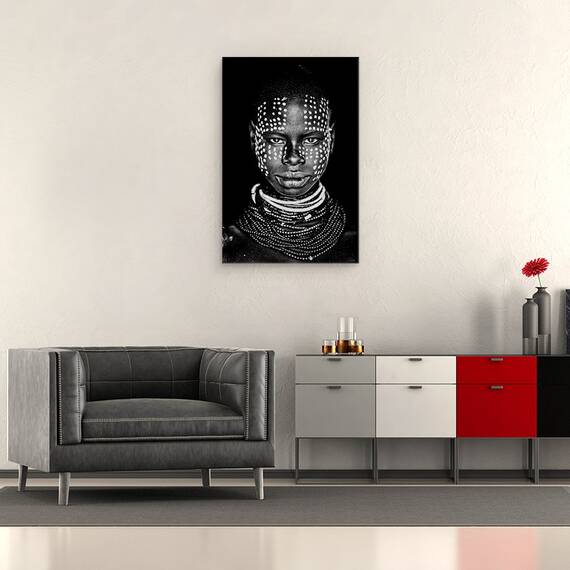 Tablou canvas - Femeie Din Tribul Karo, Africa, Ethiopia, Portret, Intunecos, 60 x 90 cm - 2- Roveli
