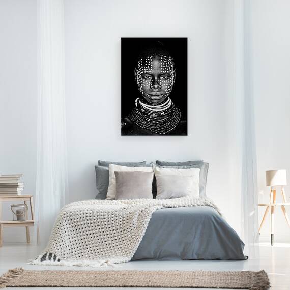 Tablou canvas - Femeie Din Tribul Karo, Africa, Ethiopia, Portret, Intunecos, 40 x 60 cm - 3- Roveli
