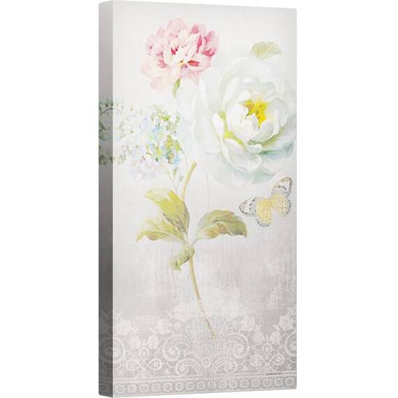 Tablou canvas - Foaie de flori textile I, 50 x 100 cm - - Roveli