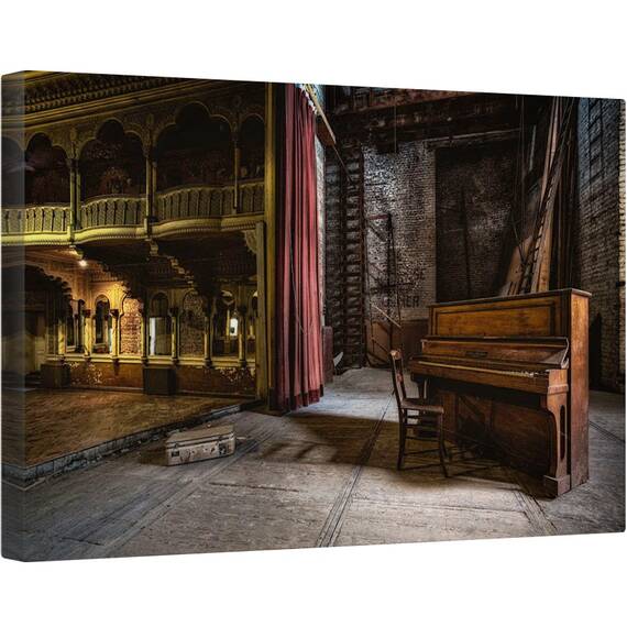 Tablou canvas - Intrerupt, Descompunere, Pian, Batran, Perdea, Valiza, Bruxelles, 80 x 120 cm - - Roveli
