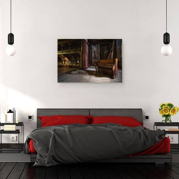 Tablou canvas - Intrerupt, Descompunere, Pian, Batran, Perdea, Valiza, Bruxelles, 60 x 90 cm - 3- Roveli