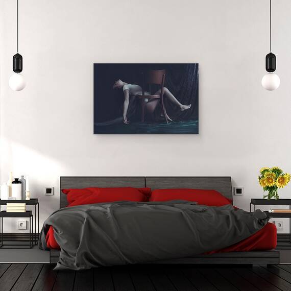 Tablou canvas - Leitmotivul Autorecuperarii, Fata, Portret, Blonda, Scaun, sedinta, 80 x 120 cm - 3- Roveli