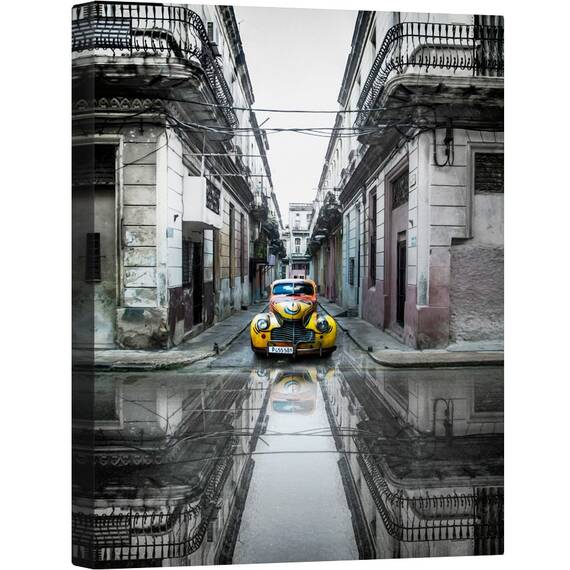 Tablou canvas - Masina Veche Clasica in Havana, American, Havana, Batran, Parcat, Retro, Strada, 50 x 70 cm - - Roveli
