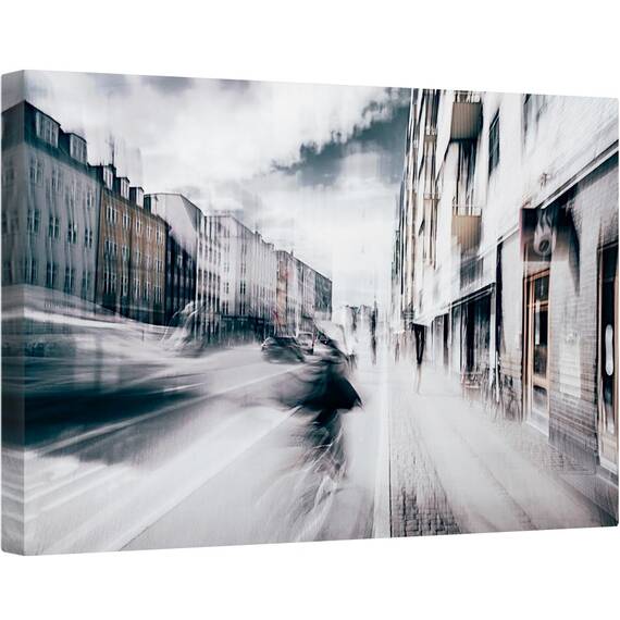 Tablou canvas - Viata in Copenhaga, Strada, Motocicleta, Copenhaga, Danemarca, Perspectiva, 40 x 60 cm - - Roveli