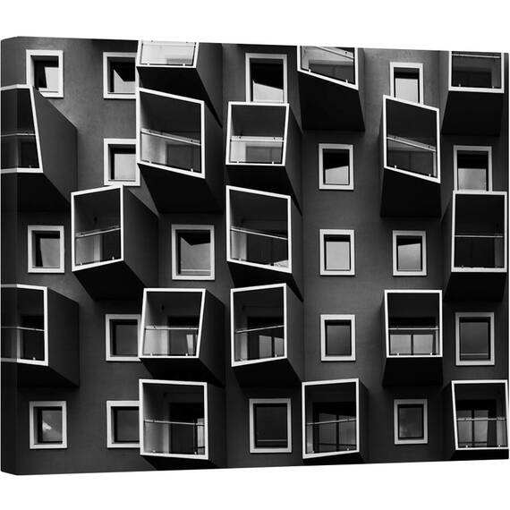 Tablou canvas - Viata in Cutii, Arhitectura, Case, Fereastra, Cladire, Casa, 60 x 75 cm - - Roveli