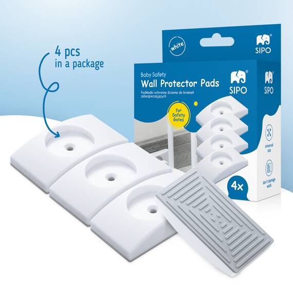 Set 4 Protectii Perete pentru Poarta Siguranta Copii, SIPO, Anti-Alunecare, Universale, Alb - 6- Roveli