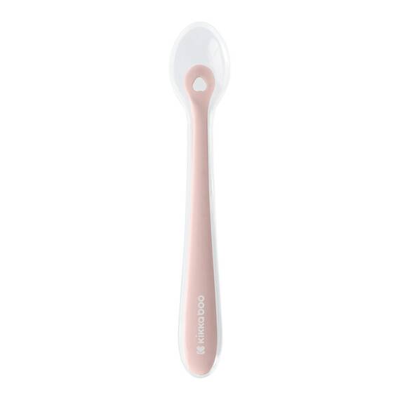 Lingurita din silicon lichid, ultra-moale si delicata cu gingiile, cu carcasa, 4 luni+, Blush - - Roveli