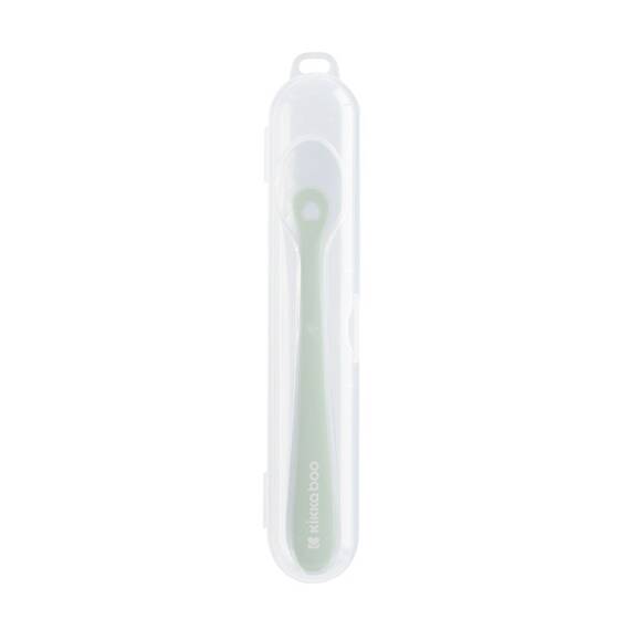 Lingurita din silicon lichid, ultra-moale si delicata cu gingiile, cu carcasa, 4 luni+, Sage - 2- Roveli
