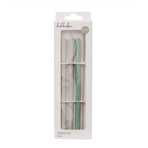 Set paie din silicon cu perie de curatare pentru reutilizare sigura, Platinum Sage Green - 3- Roveli
