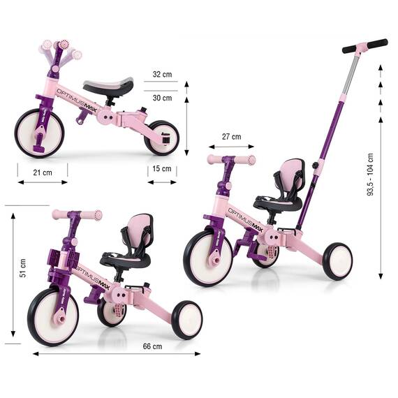Tricicleta 5in1 Optimus Max Pink - 13- Roveli