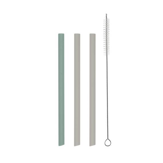 Set paie din silicon cu perie de curatare pentru reutilizare sigura, Platinum Sage Green - - Roveli