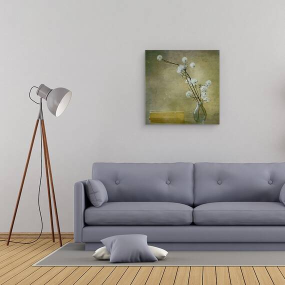 Tablou canvas - Carti, Floare, Natura Moarta, Carti, Vaza, 60 x 60 cm - 2- Roveli