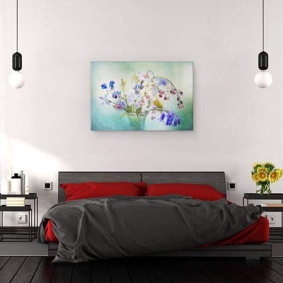 Tablou canvas - Comori de Primavara, Primavara, Floare, Buchet, Vaza, Natura Moarta, 80 x 120 cm - 3- Roveli